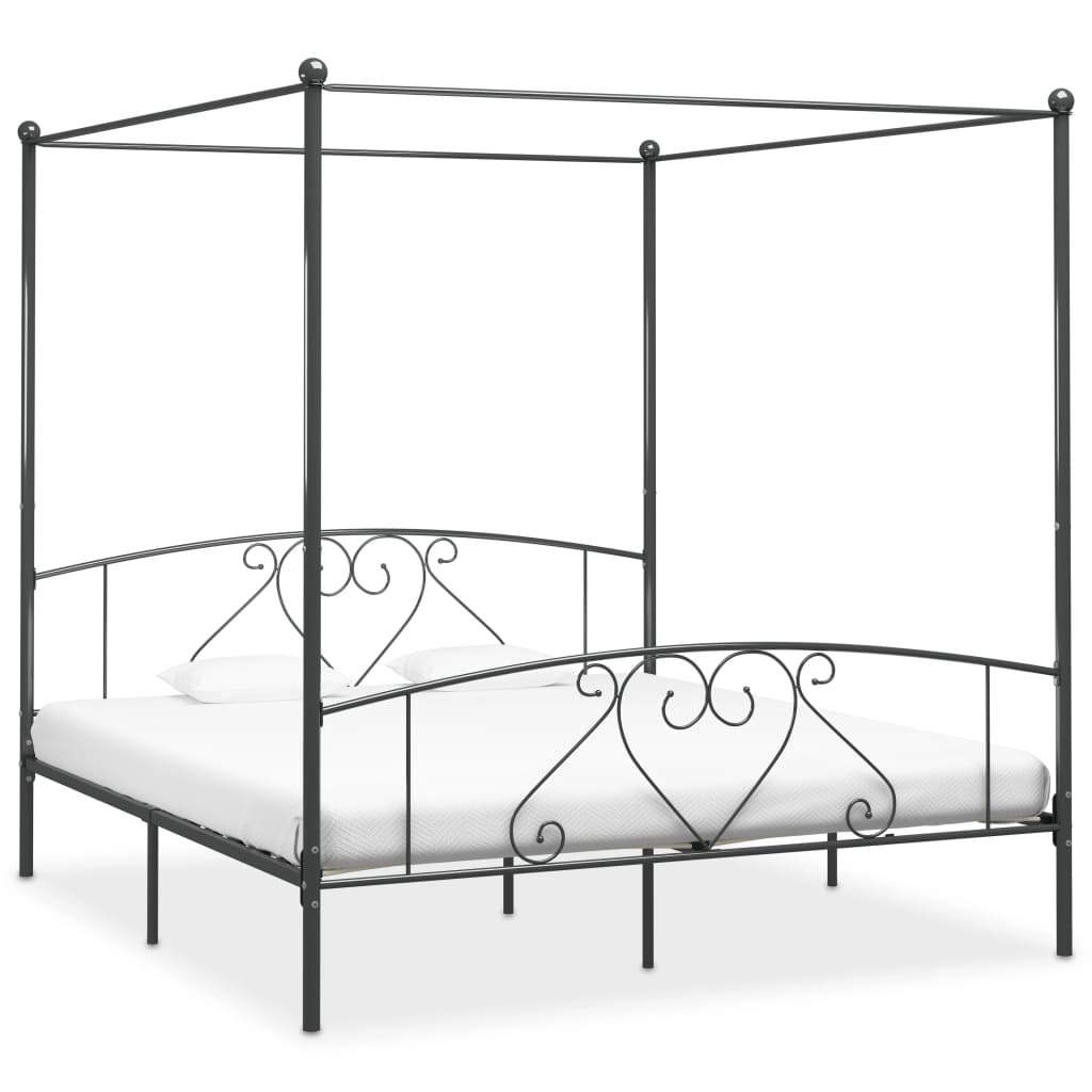 Image of Vidaxl Ceiling Bed Bed Frame Double Bed Metal Bed Bed Frame Slatted Base Bedroom Bed Bedroom Furniture Double Bed Grey 180x200cm
