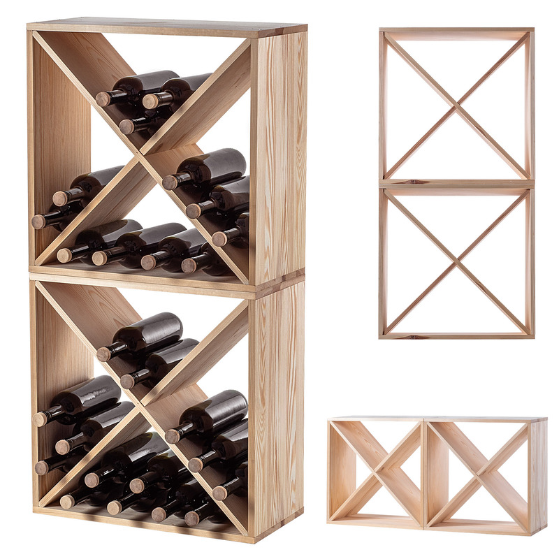 Kadax Wine Rack Wooden 48 Bottles Alcohol Cabinet Shelf Gift