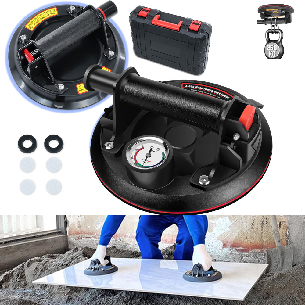E-shop 2er-Set 8.2"Saugheber Fliesenheber Glassauger|Tragkraft Max.200KG,Vakuum Saugheber Glas mit Tragbarer Werkzeugkasten,Vakuumheber Glasheber für