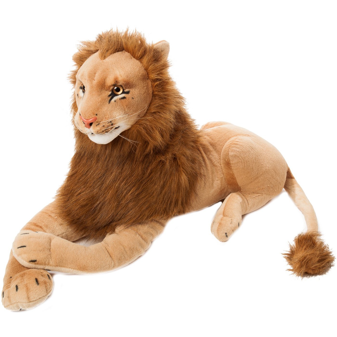 Image of Brubaker Lion Plush Toy 110 Cm Lying Down - Xl Stuffed Animal - King Of - Brown Predator Cat