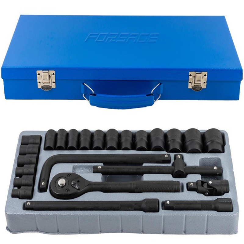 Socket Wrench Set With Ratchet, 1/2", 8-32mm, 24-piece