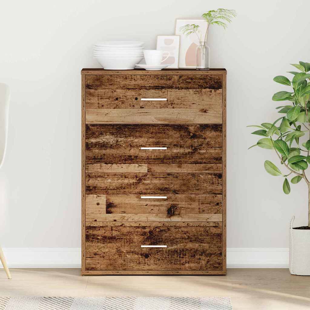 Image of Vidaxl Rustic Buffet Table Made Of Old Wood, Wood-based Material, 60 X 31 X 84 Cm, Of Storage Space, Soft Surface, Freestanding, Stylish Design, Durable Chipboard, For Indoor Use, Perfect For Serving.