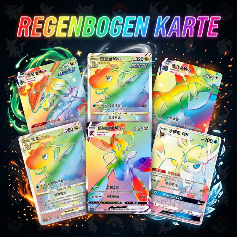 Pokémon Rainbow Card, 100% Original, 1x Random, Multiple Artworks