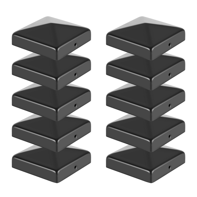 TEMU Fence Post Caps, 10pcs Post Covers, Post End Cap 71x71 Mm/ Mm, Protective Cap Black/silver, Post Lid, Pyramid Cap