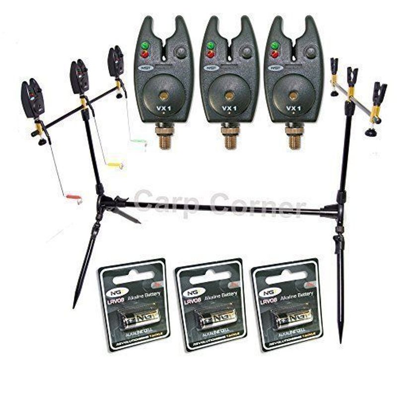 TEMU 3 Rod Pod With 3x Alarms Indicators + Batteries Ngt Carp Coarse Fishing