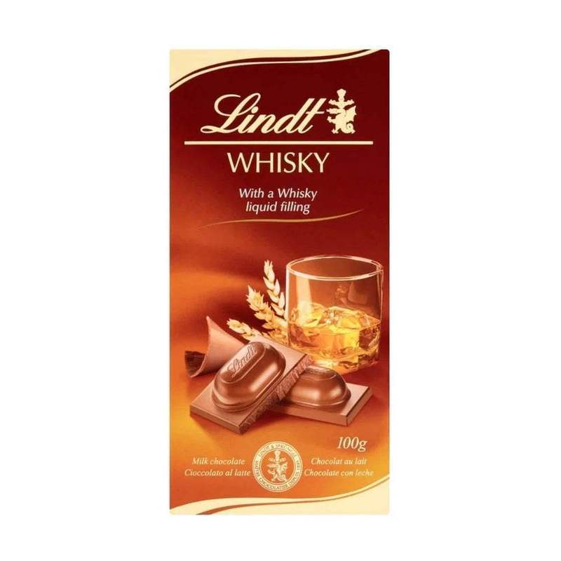 Image of Lindt Whole Milk Chocolate Whisky Filling 100g Bar