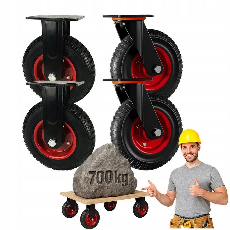 Image of 4 Wheels For Cart 200mm 2x Rotating 2x Fixed 700kg Rubber Strong