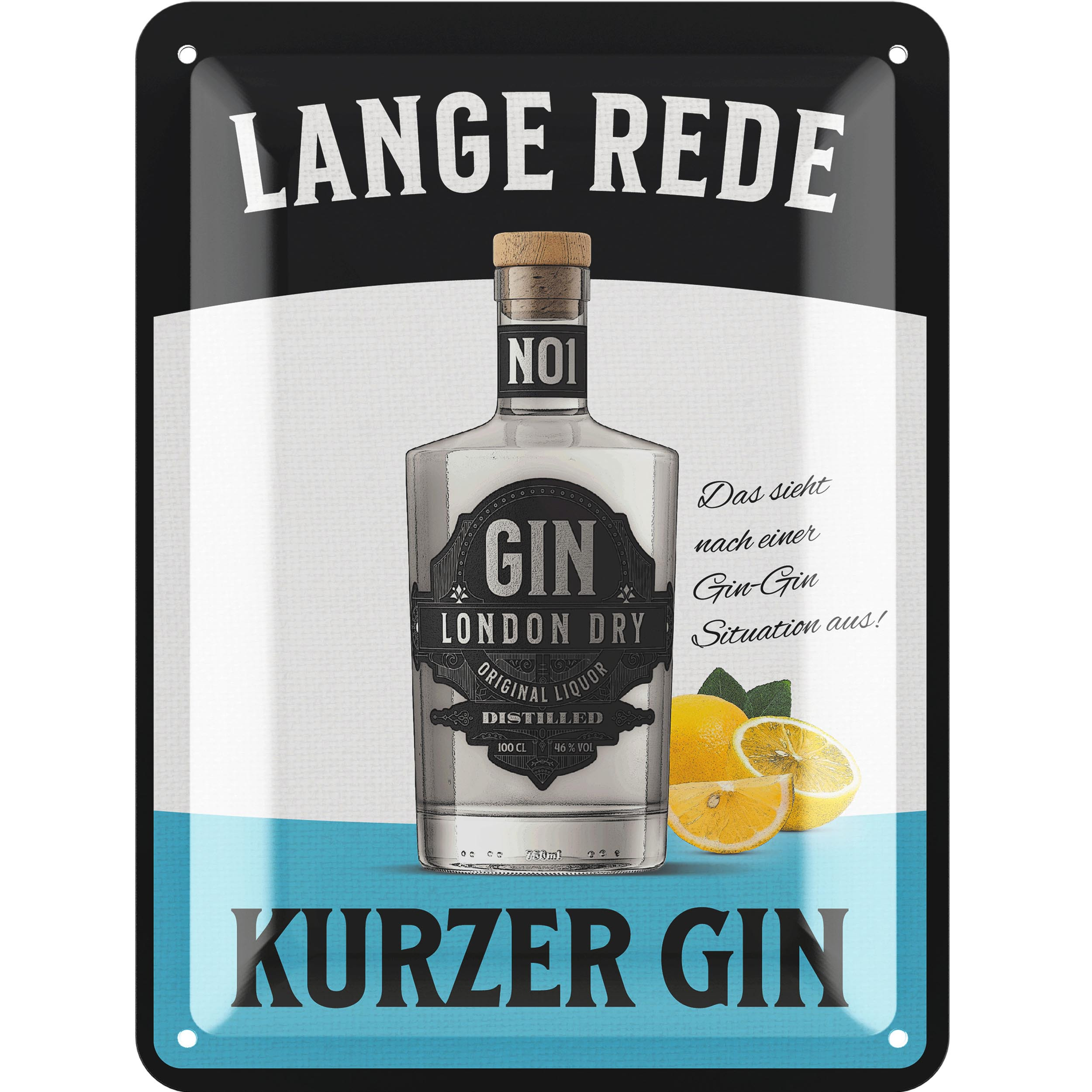 Image of Gin Sign – Bar Decoration 1 – Retro Tin Gin Sign For Kitchen, 15x20 Cm