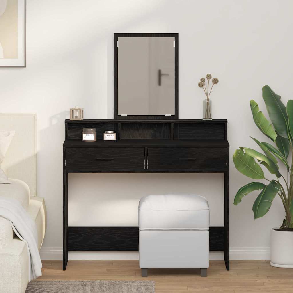 Vidaxl Makeup Vanity With Shelf, Finish, 100 X 41 X 140 Cm, Modern Bedroom Storage, Cool Dressing Table, Rectangular Makeup Desk, Durable Furniture Piece