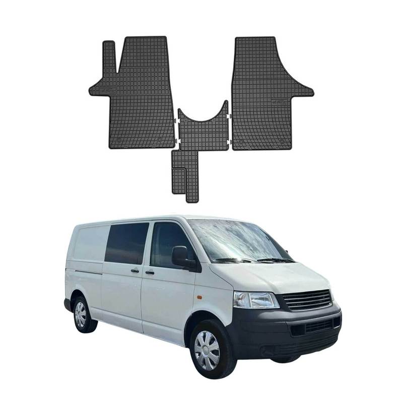 Rubber Foot Mats For Vw T5 2003-2015 Car Mats Rubber Black 3pcs