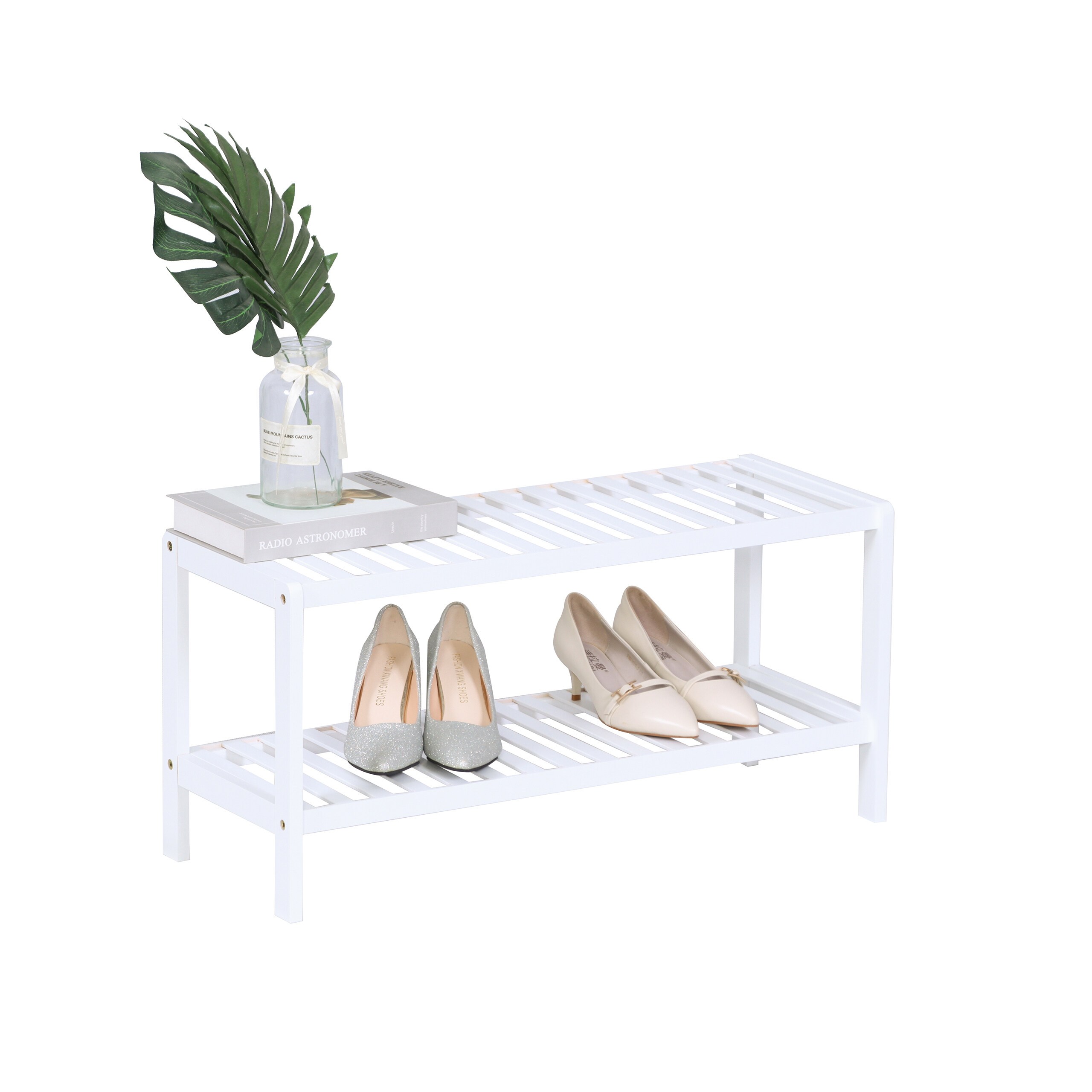White Shoe Rack - (w)70 X (h)33.5 X (d)24.5 Cm