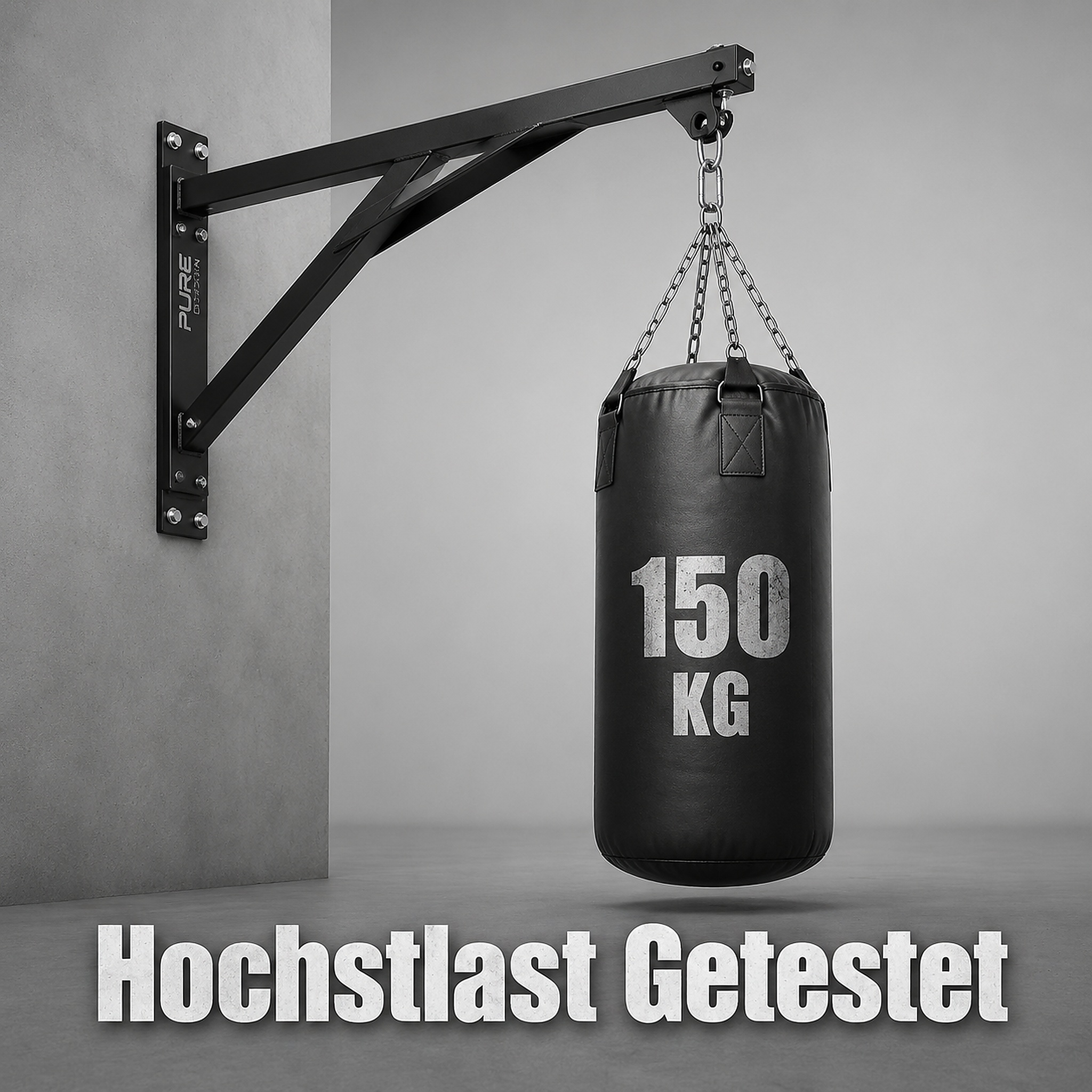 Image of Wall-mountable Adjustable Punching Bag Holder Made Of Thick Carbon Steel, With Heavy-duty Chain And Complete Mounting Kit For Home And Gym