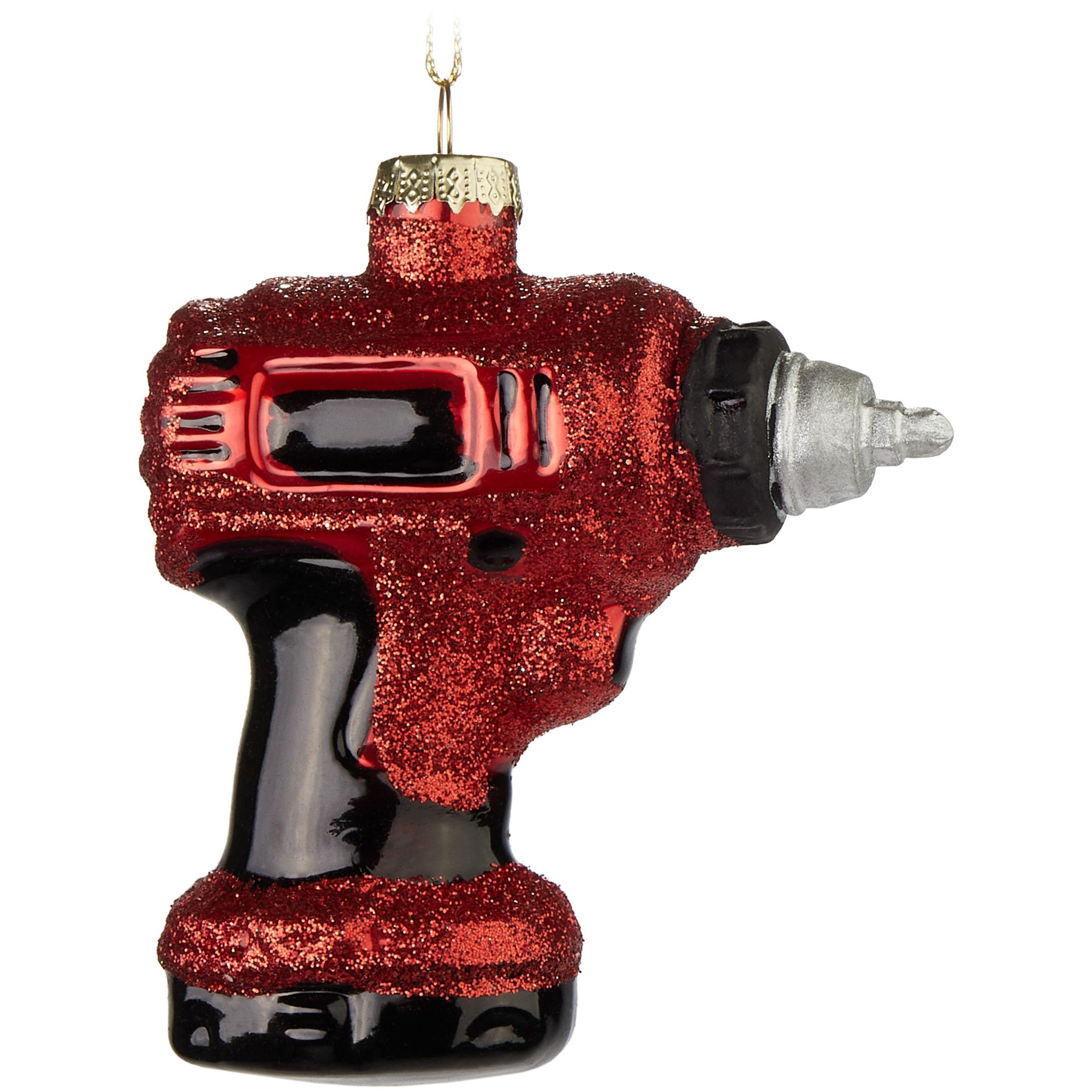 Image of Brubaker Cordless Screwdriver Red - Hand-painted Glass Christmas Ornament - 9 Cm Tree Ball For - Mouth-blown Christmas Tree Decoration - Christmas Decor Figures - Christmas Decoration Pendant