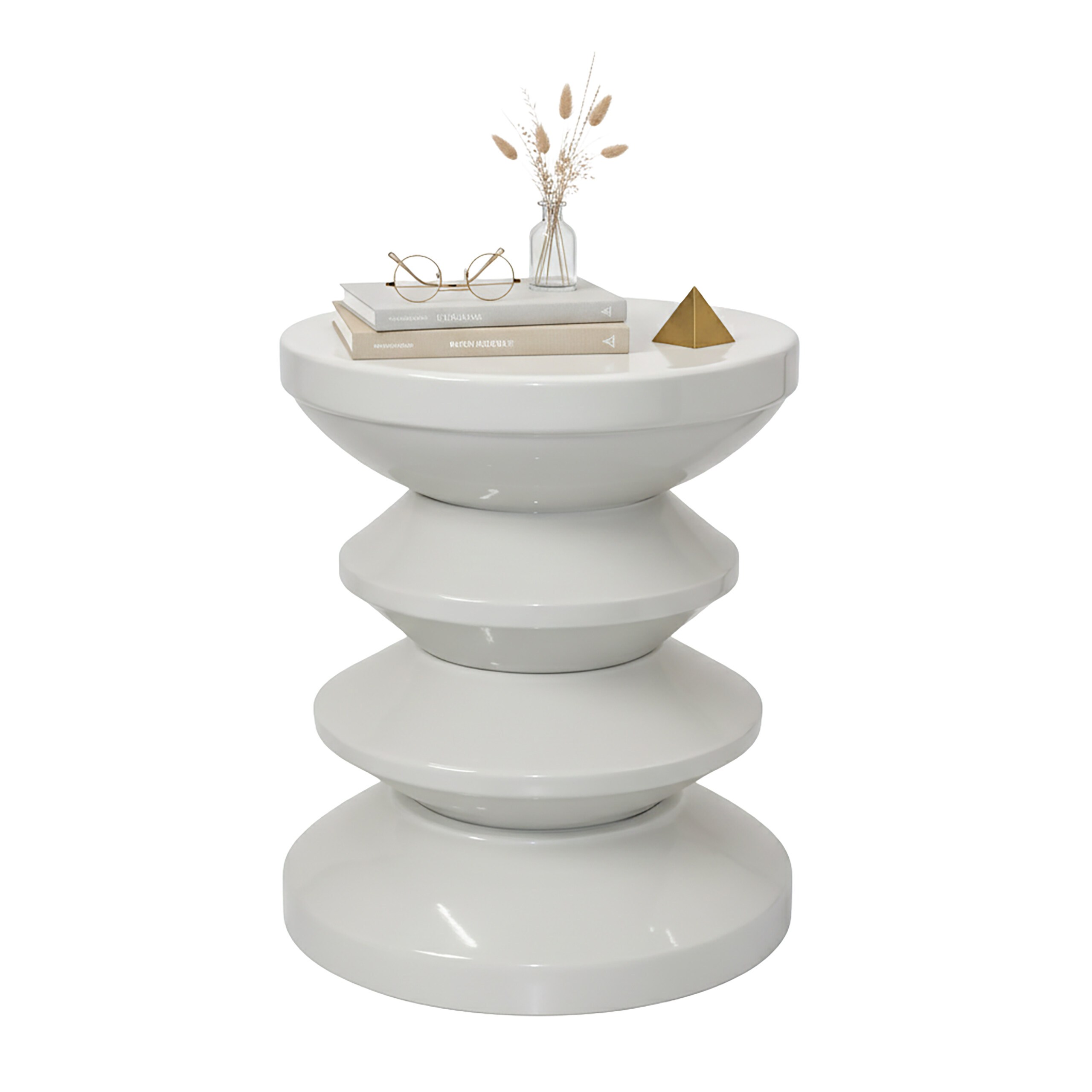 Side Table In Light Grey - (h)46 X (ø)35 Cm
