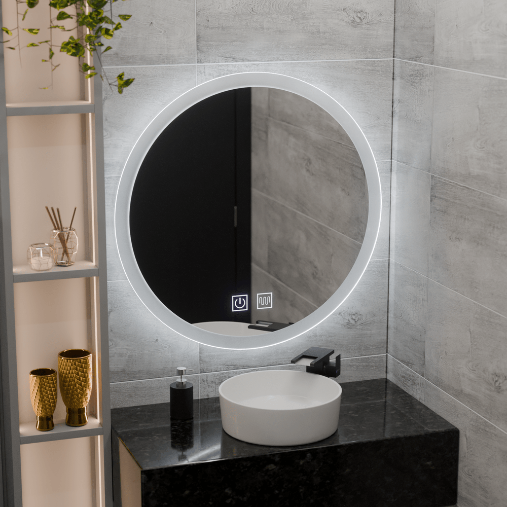 TEMU Espejo LED Rotundo con Garantía de 2 Años, 70Cm, Touch, Desempañable, Regulable, Diámetro 70 Cm, Altura 70 Cm, 6000K , Ancho 70 Cm, Material de