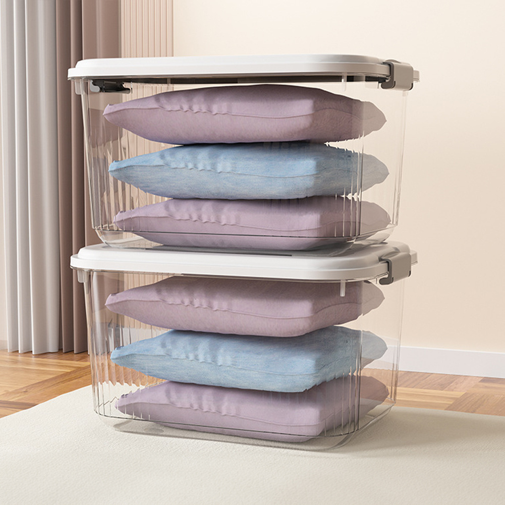 2pcs Large Stackable Clear Storage Boxes with Wheels for Easy Organisation