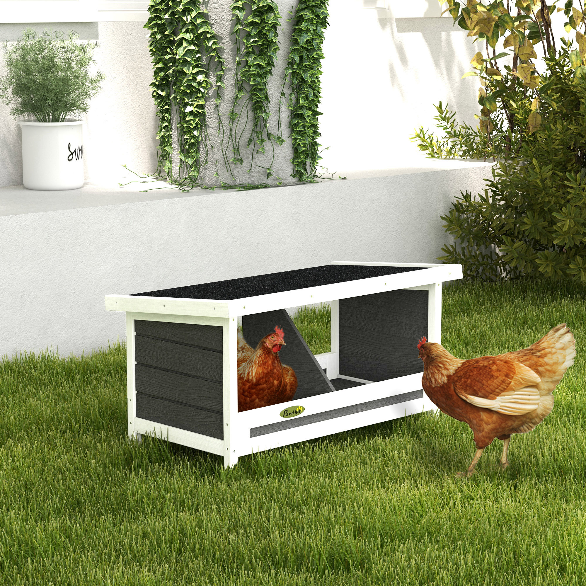 Nesting Box For Chickens, Nesting Box With Asphalt Roof, Elevated Floor, Chicken Nesting Box For Up To 2 Chickens, Poultry Nesting Box For Small Animal Enclosure 66 X 37 X , Grey