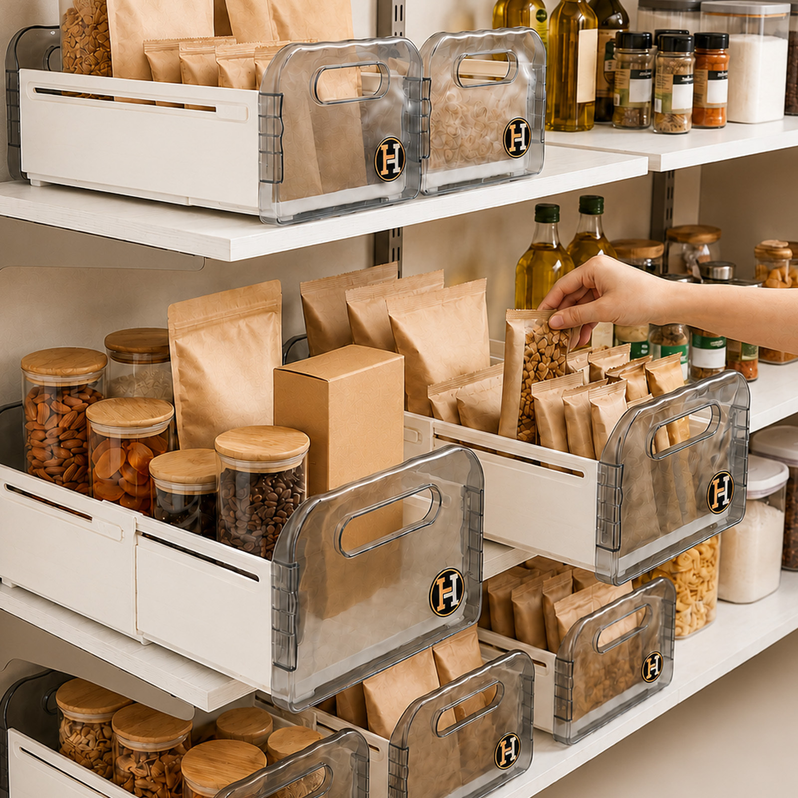 TEMU 2pcs Expandable Plastic Storage Boxes, Adjustable Organizers For Cabinets And Drawers, Perfect For Spices, Food And Sundries To In Home Areas