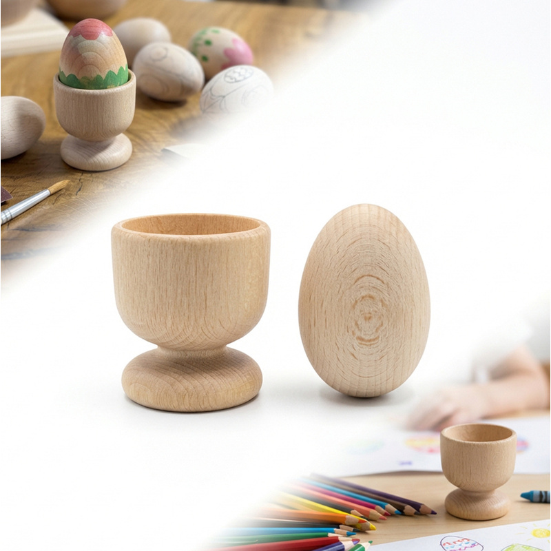 TEMU Set in legno con uova di vetro e per artigianato, divertimento fai da te, ly