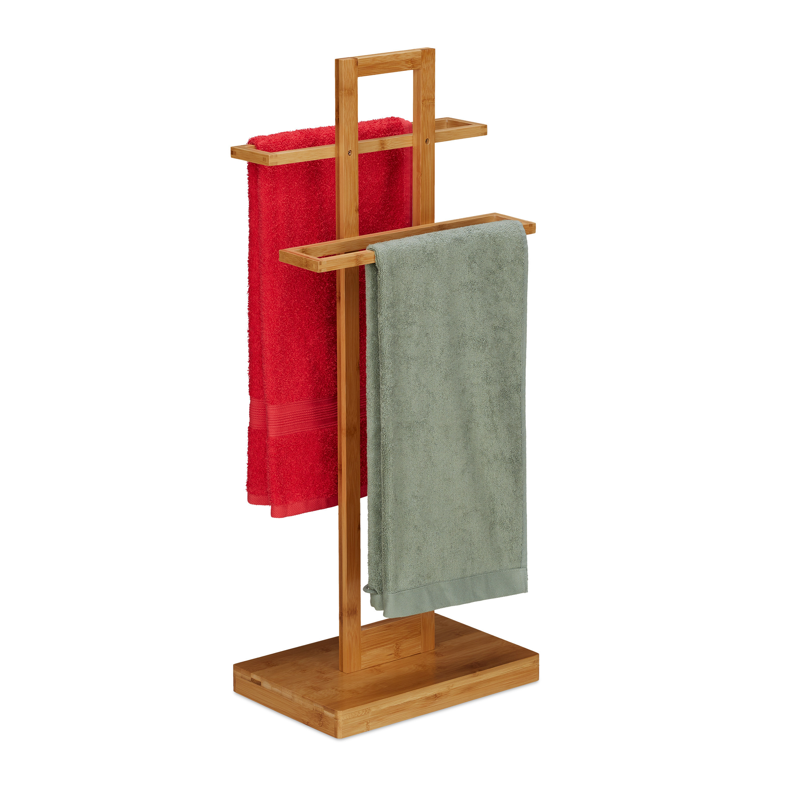 TEMU Bamboo Towel Rack, 2 , 88 X 35.5 .5 Cm, , Freestanding, Offset Rods, For Towels And Bath Sheets In Bathroom Or Kitchen, Towel Holder, Drying
