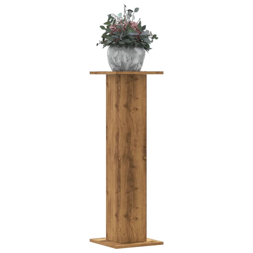 Image of Vidaxl Plant Stands 2pcs., Flower Stands Hollow Construction, Decorative Column Pedestal For Plants Decorative Items, Flower Stools Flower Column, -oak Wood Material