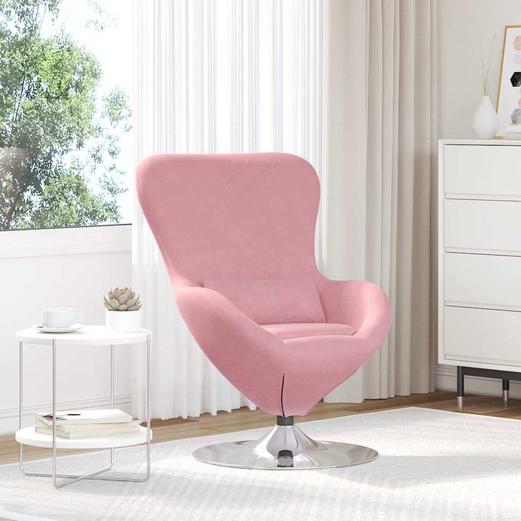 Image of Vidaxl Egg Chair Pink 63 X 73 X 90 Cm Velvet, Modern Lounge Chair, Stylish Seating, Velvet, Comfortable Egg Chair, Swivel For Relaxed Home