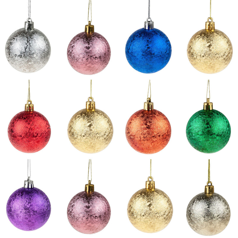 Image of Colorful Christmas Tree Ornaments, Set Of 12 Pieces, 4cm, Holiday Decorations