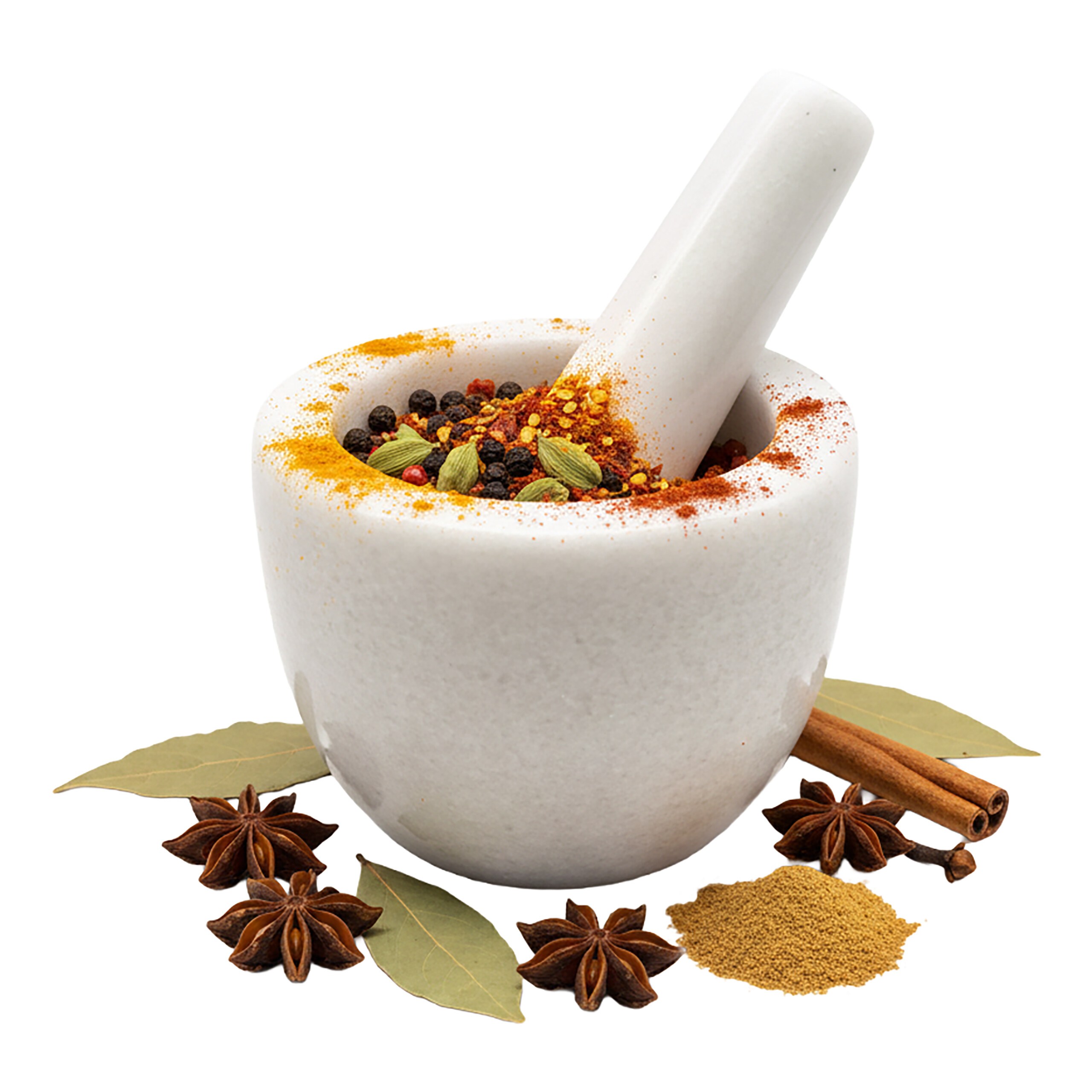 Mortar With Pestle In White
