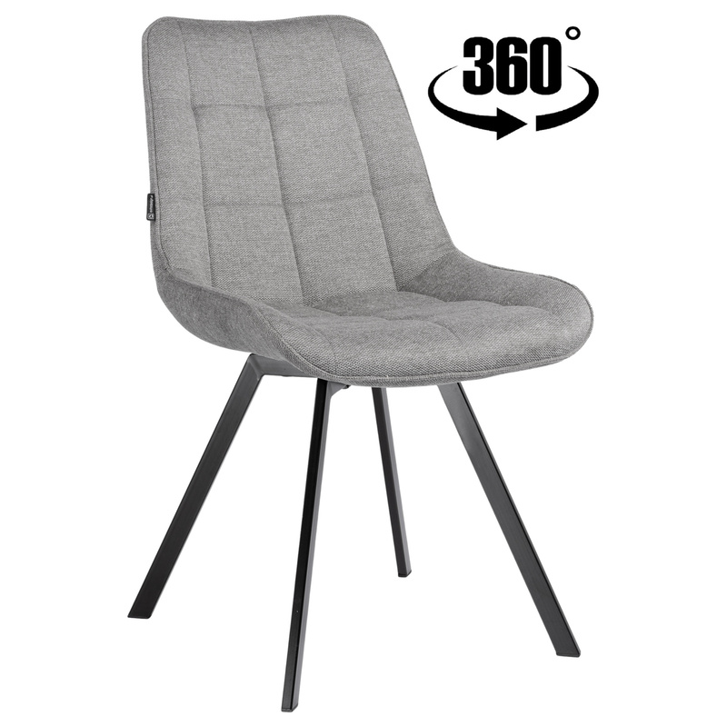 Image of Lapo Upholstered Swivel Chair, Gray Fabric