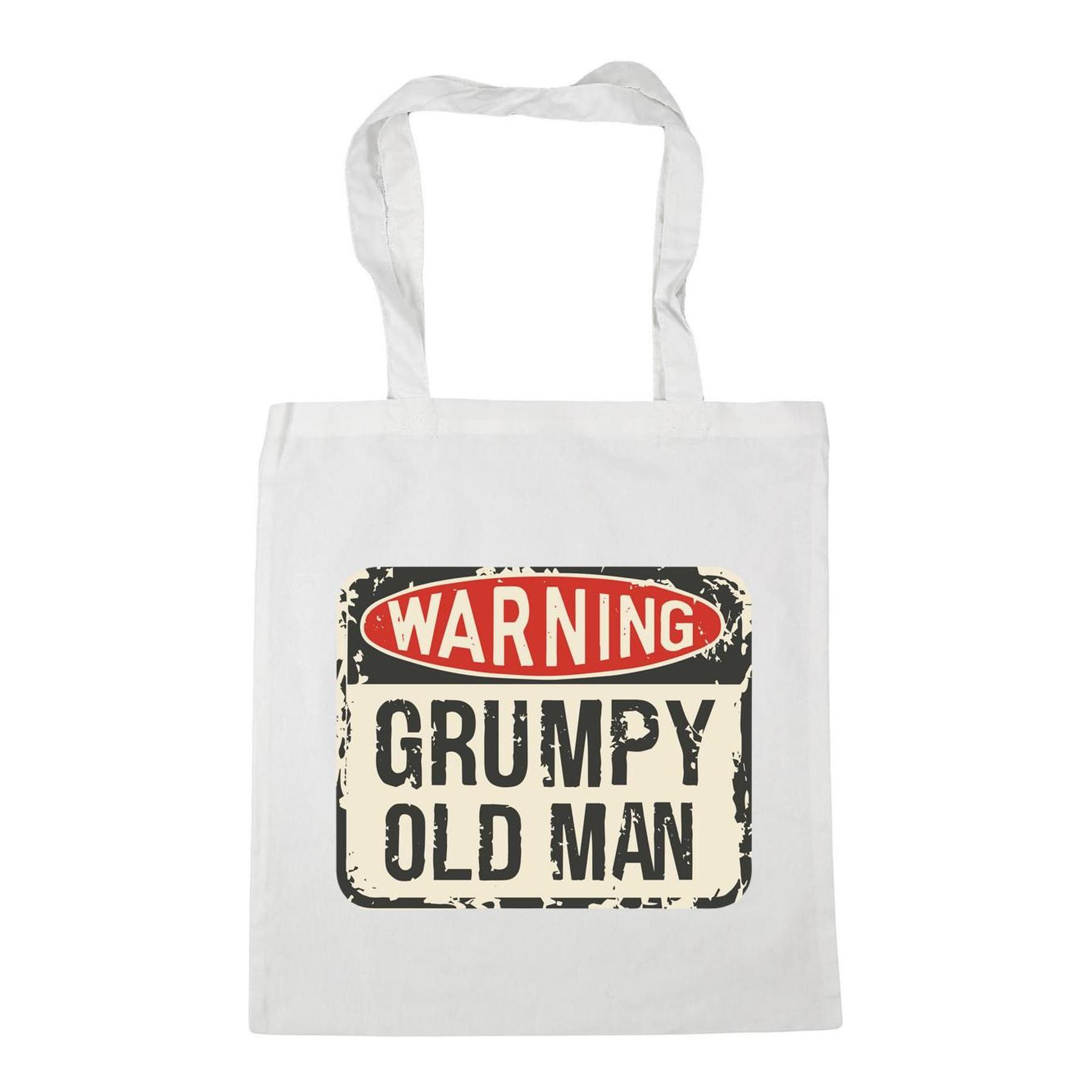 Warning Grumpy Old Man Funny Tote Shopping Gym Beach Bag