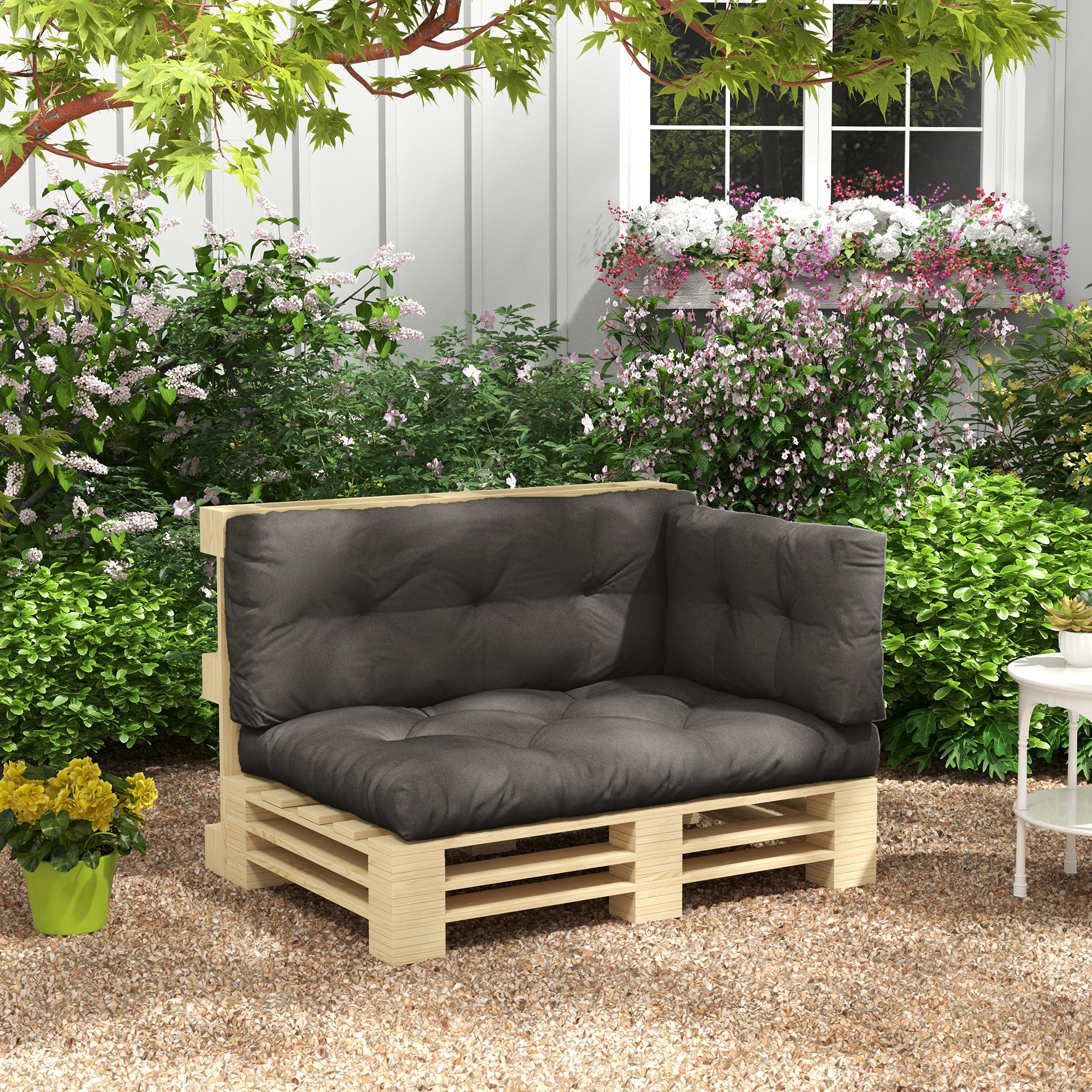 Image of 3 Seater Pallet Cushion 120cm X 80cm X 12cm Bench Pad Seat Cushion With Uv Protection Garden Bench Pad Cushion Cover For Garden, Balcony Dark Grey
