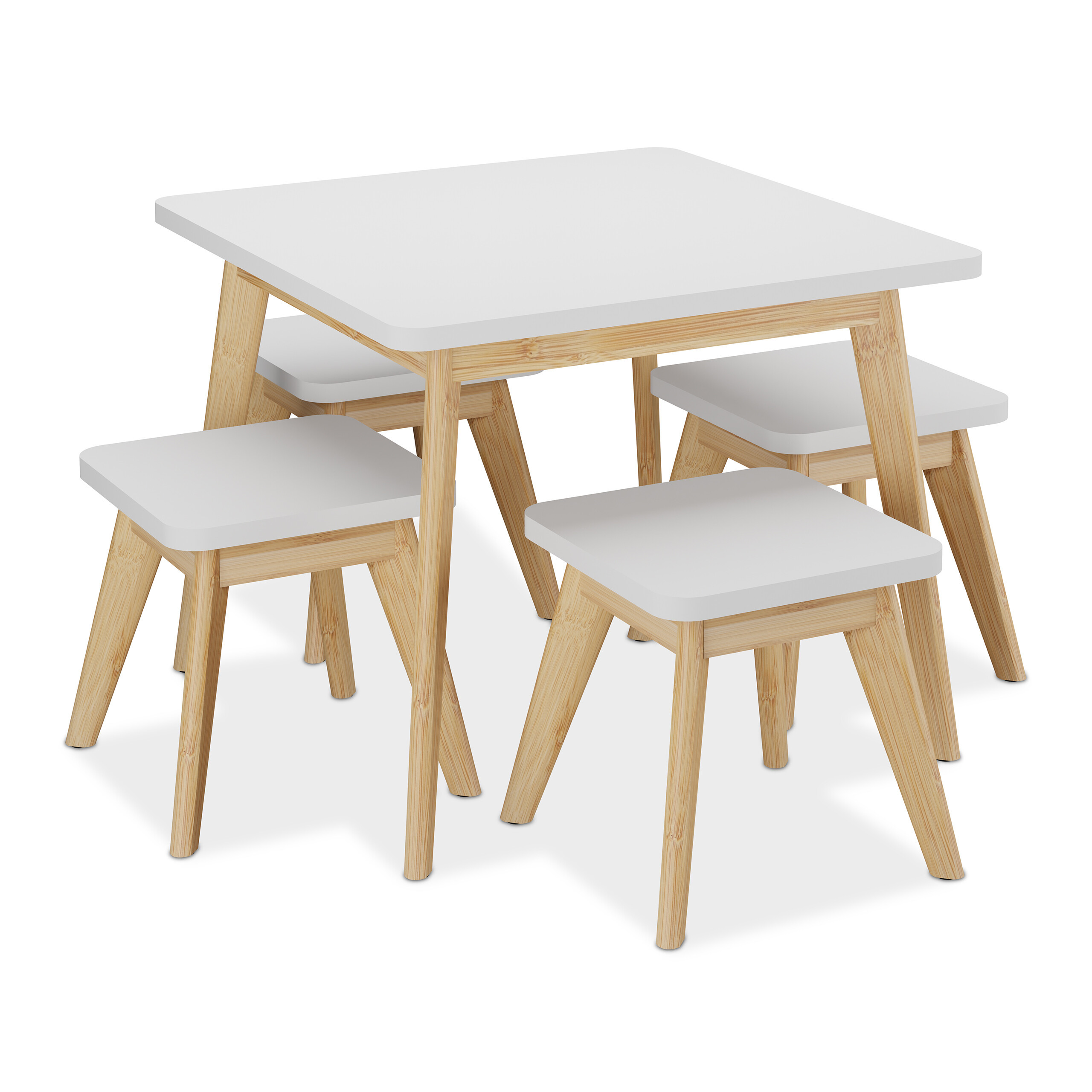 5-piece Kids' Seating Set In White/natural