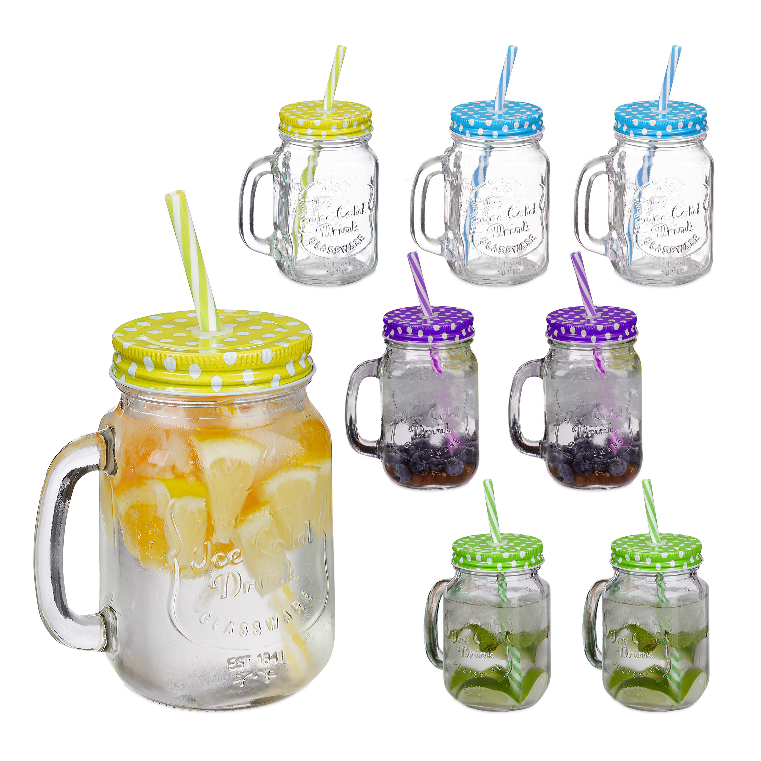 E-shop 8 x Trinkglas in Bunt - 400 ml