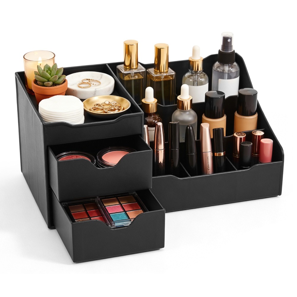 TEMU Makeup Organizer With Drawers Large Cosmetic Organizer Box For Skincare Perfume Brushes & Jewelry Multi-compartment Vanity Storage For Bathroom