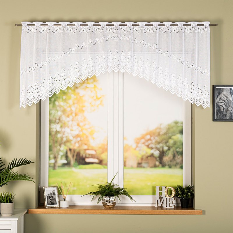 Raspberry Canopy Ready With Undercutting, White Jacquard 250x80 Cm