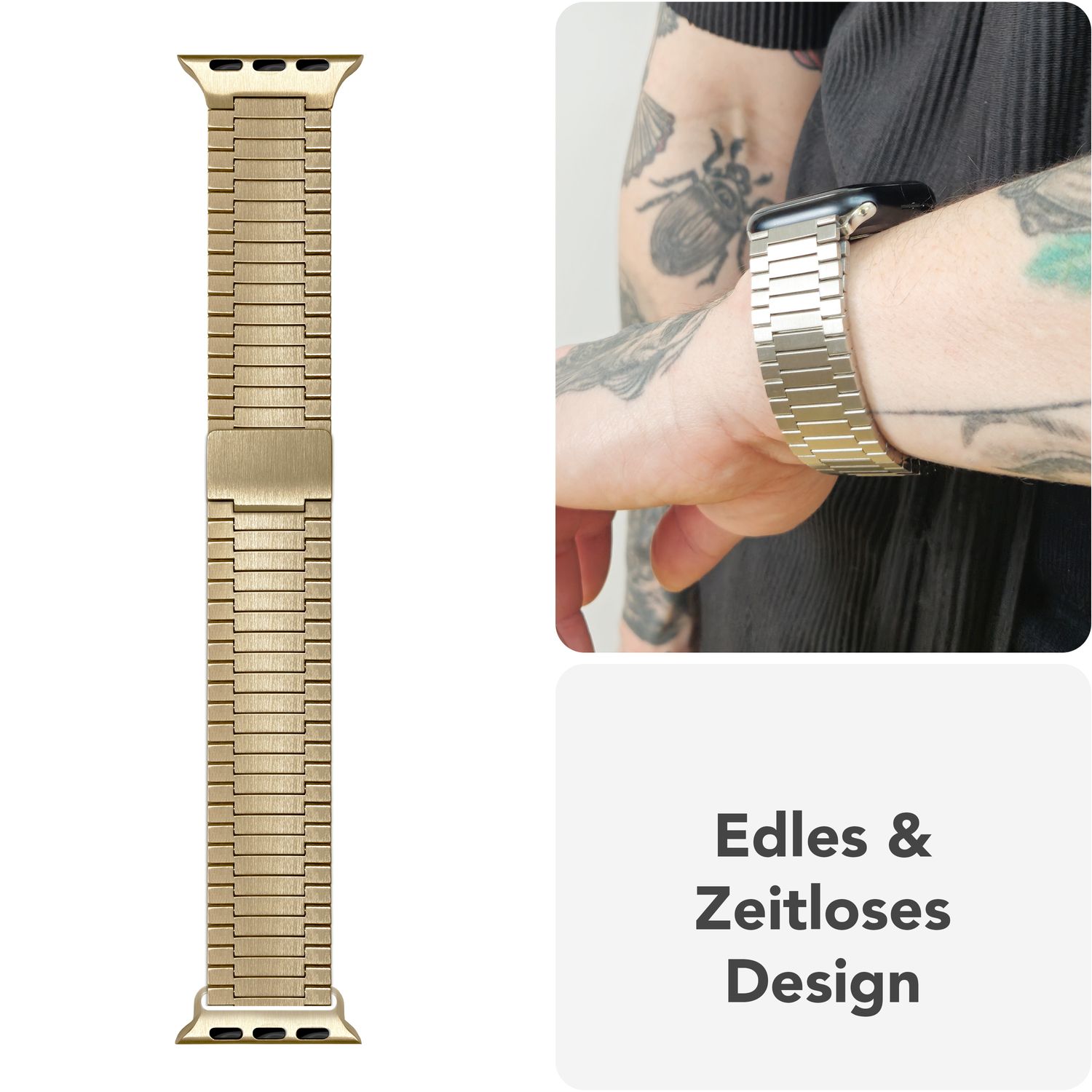 NALIA Chronos Stainless Steel Band for Apple Watch Ultra/SE/10/9/8/7/6/5/4/3/2/1, Magnetic Metal Loop Replacement Strap for 42/44/45/46/49mm Case Sizes