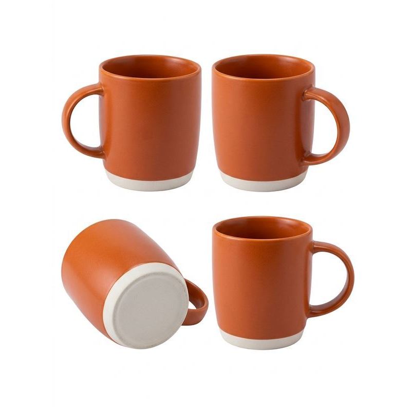 TEMU Orange Bisque Ceramic Mug Set Of And Tea Cups For Hot Drinks Tableware Pack