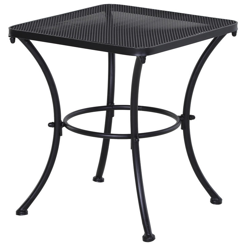 fyrkantigt trädgårdsmetall bistrobord utomhus uteplats   sidobord - svart 45l x 45w x 50h cm