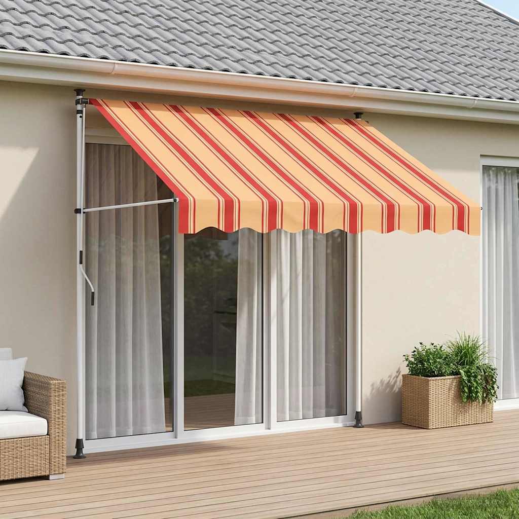 Vidaxl Manual Retractable Awning, Multicolored, 300 X 115 Cm, For Garden & Terrace, Adjustable Shade, Cloth, Extendable Awning, Flexible Sun Protection