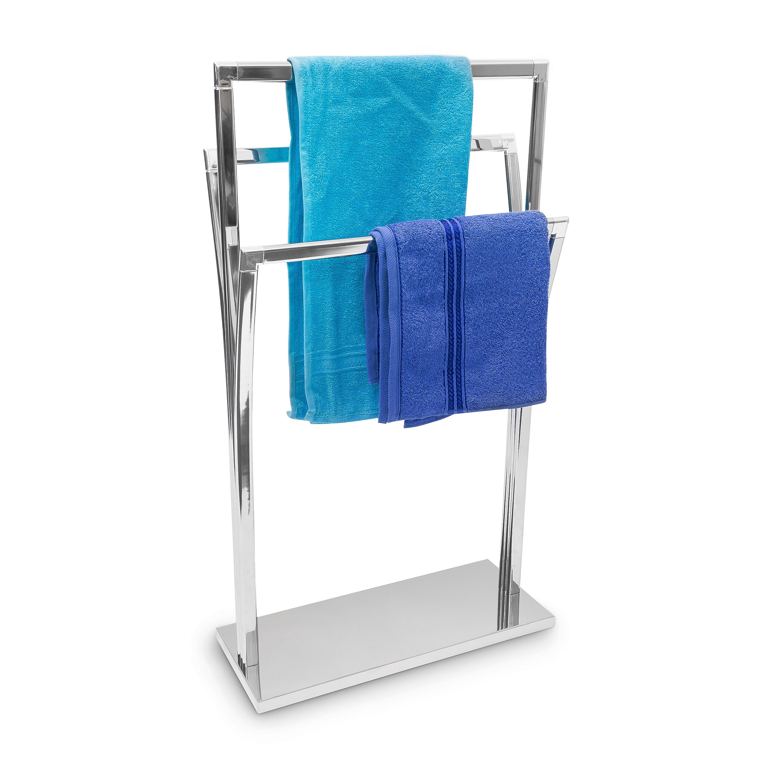 Image of 3-arm Towel Stand, 3 Rods, 86 X 50 X 20 Cm, Different , Non-slip Base, For Bathrooms, Showers, And Guest Toilets, Towel Holder, Towel Rack, Bathroom Accessory, Relaxdays