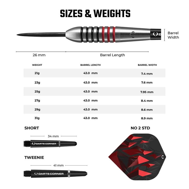 Astrofire Steel Tip Darts, Black & Red