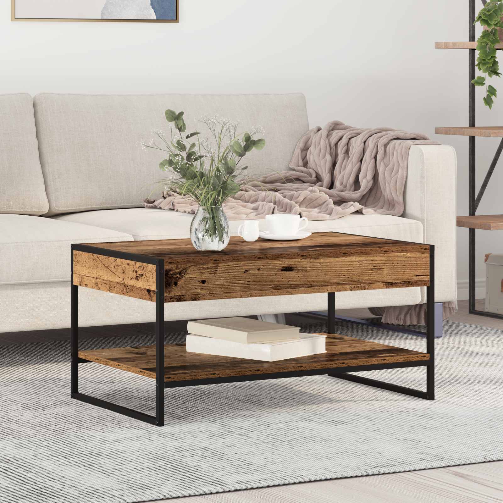 Vidaxl Coffee Table Living Room Accent Rectangular Surface Urban Minimalist Table Stylish Furniture Decorative Surface Contemporary Accent Modern Table Loft Decor Piece