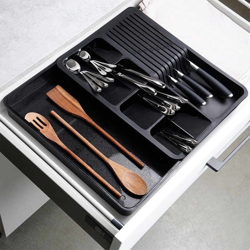 Insert For Cutlery Drawer, Black, 40x31 Cm, Sliding