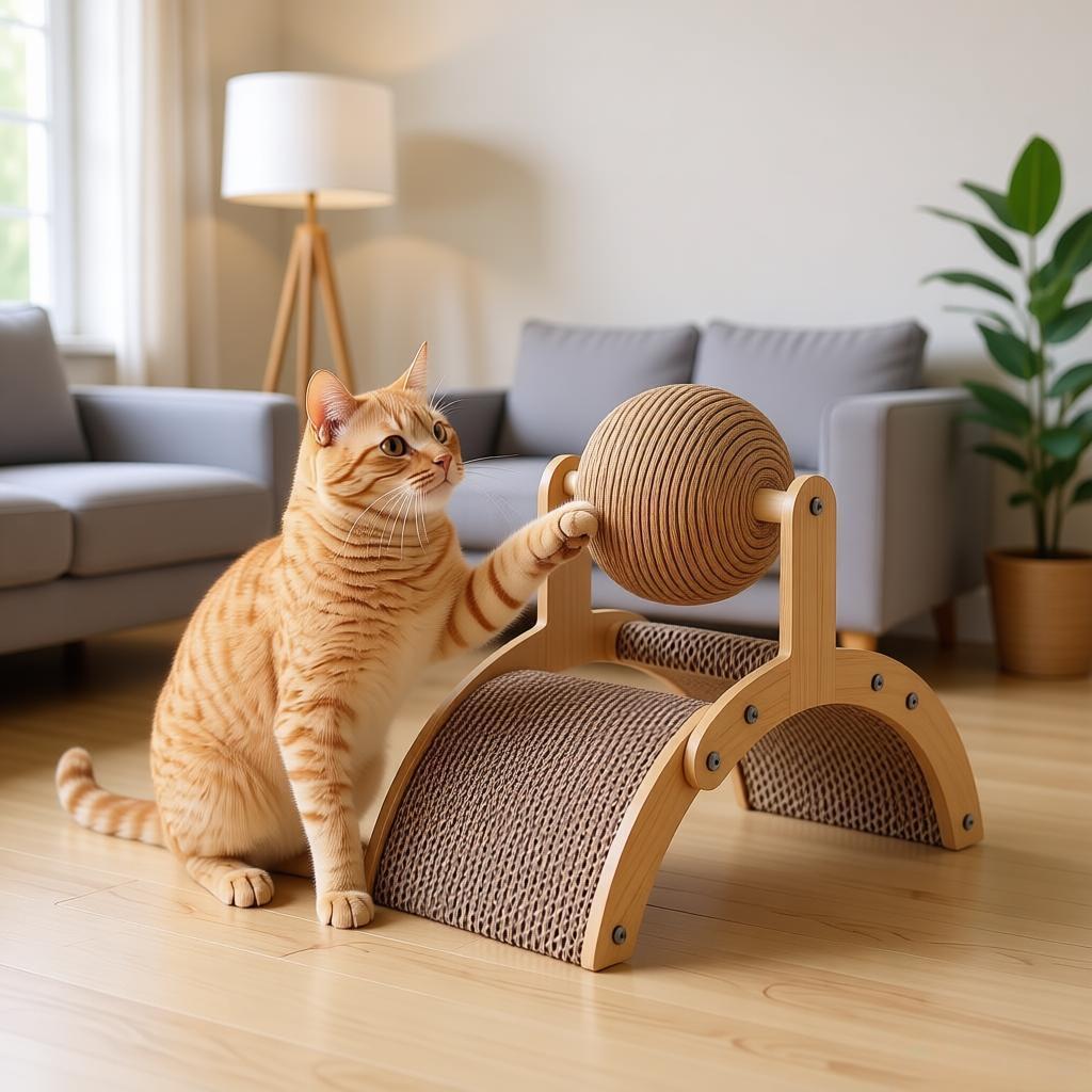 Cat Scratching Board with Hanging Toy, Durable Design