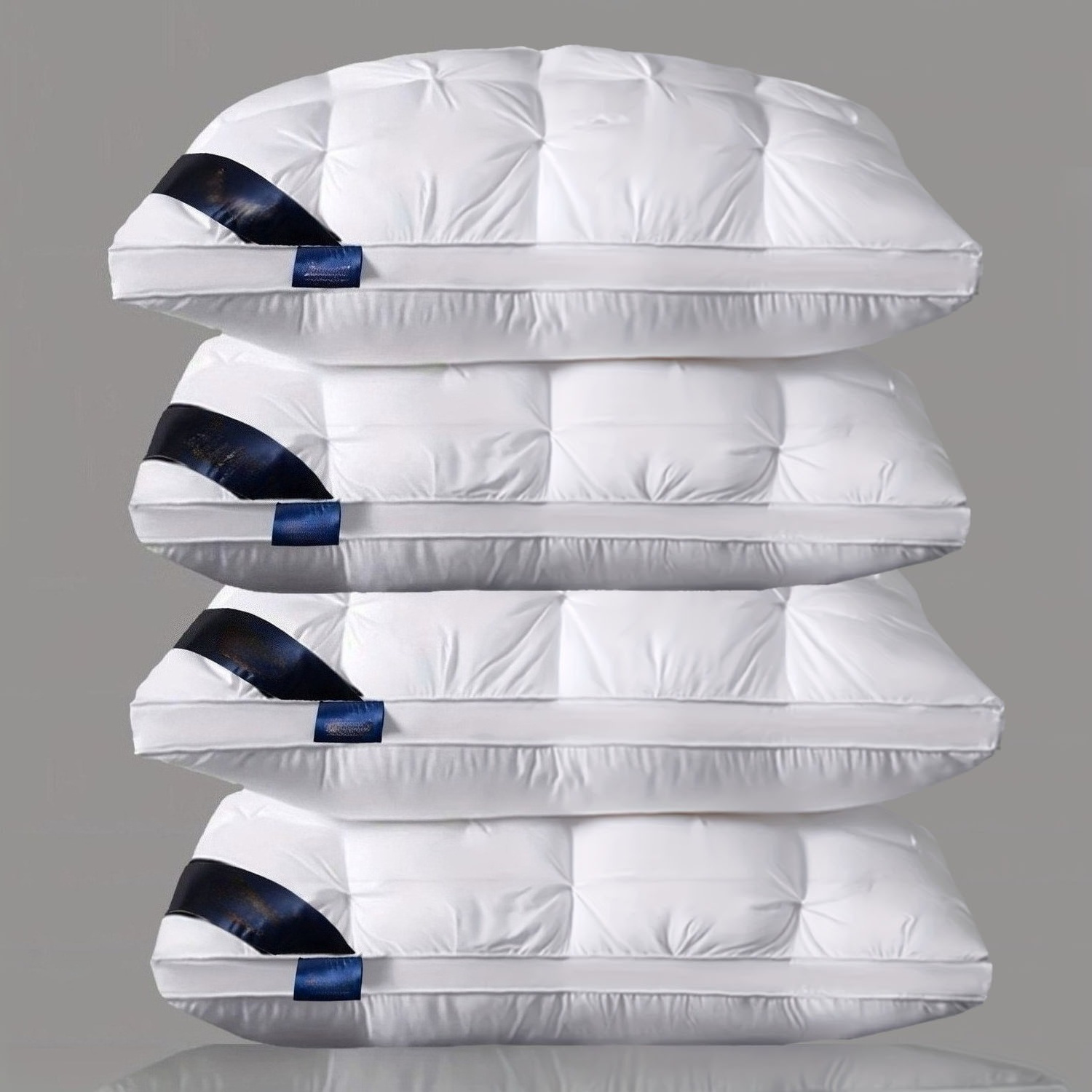 item picture 4pcs soft   pillow hotel grade pillow 100 polyester outer layer soft down alternative fill   support for   and   sleepers standard white grey ideal for home and hotel use