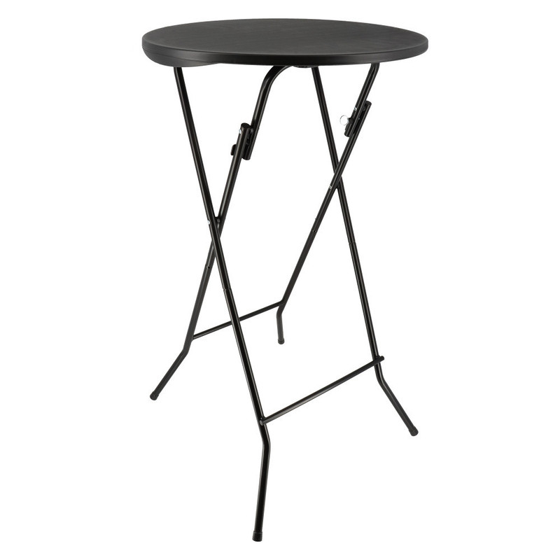 TEMU Table mange pliable diamètre 60cm hauteur 110cm - Table haute pliante de bar - Plateau résine Structure Acier laquée