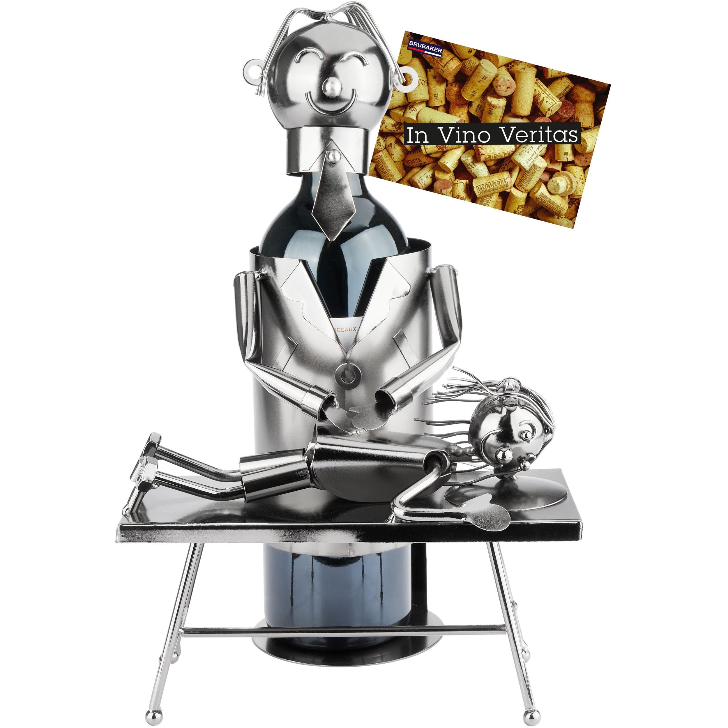 Image of Brubaker Wine Bottle Holder Physiotherapist - Metal Bottle Holder Physiotherapy - Wine Gift For Masseurs And Physiotherapists - Bottle Stand Sculpture Including Gift Card