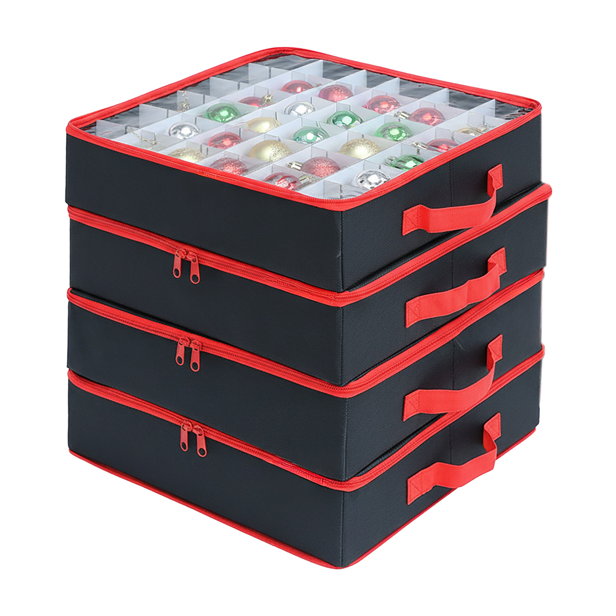 TEMU 4-piece Christmas Ornament Storage Box In Black/red - (w)33 X (h)9 X (d)33 Cm