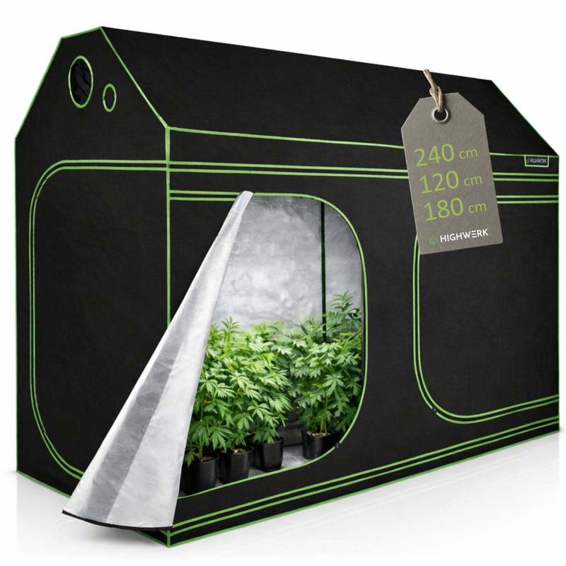 Grow Tent, 240 X 120 X 180 Cm, Black/green, Indoor Plant Cultivation