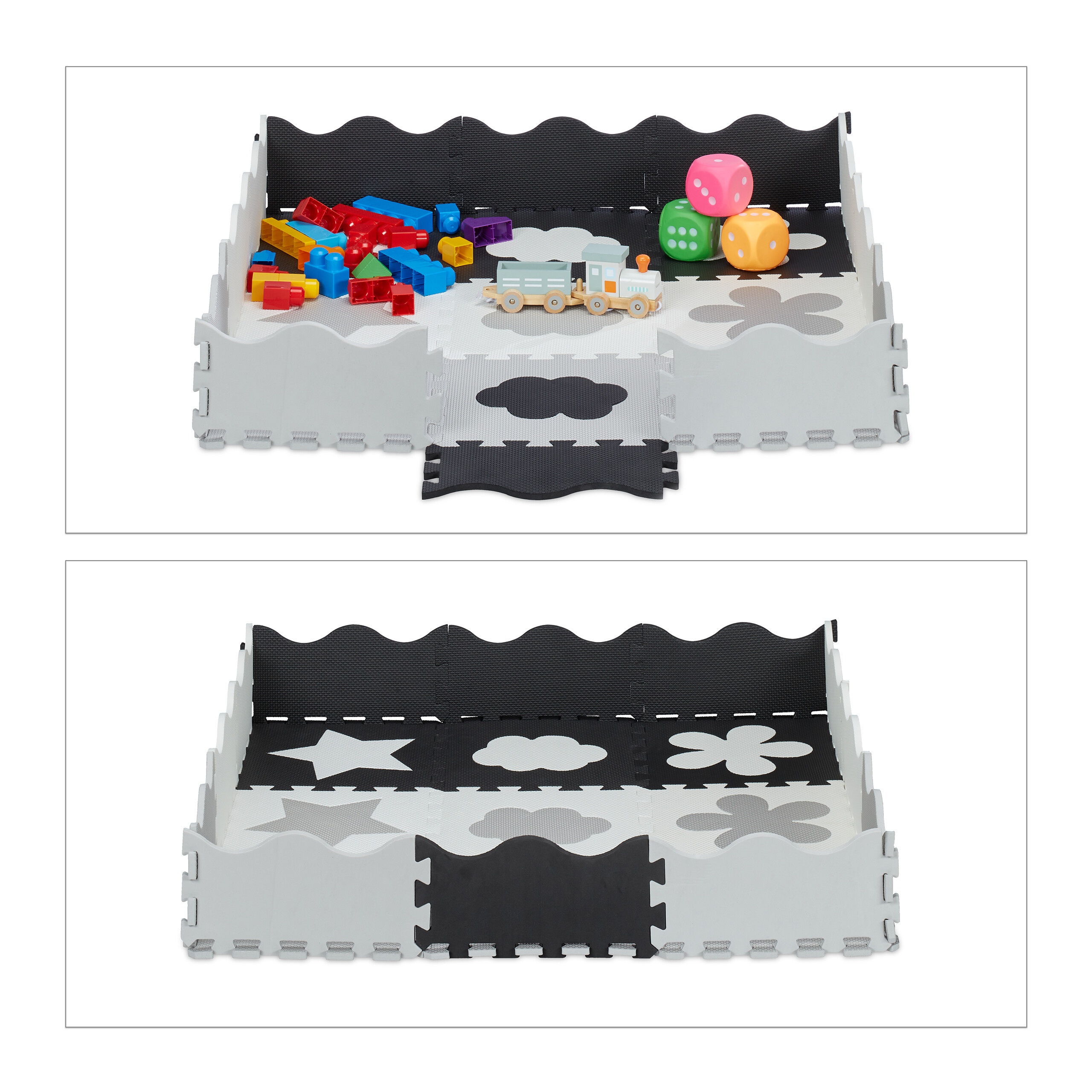 Puzzelmat met 34 stukjes in grijs/wit